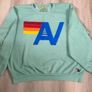 NWT Aviator Nation Logo Stitch Crewneck in Sage
